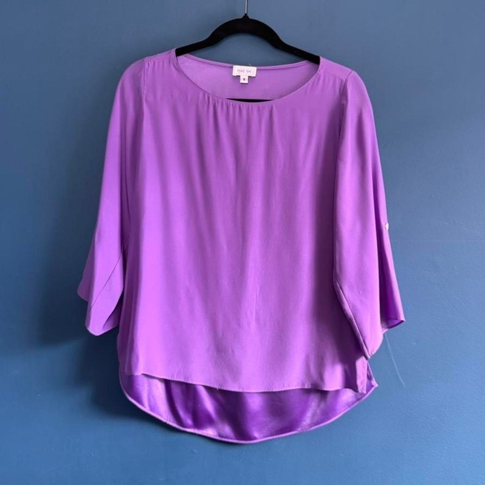 Vintage Purple Silk Blouse Women's Size Small Made In USA Classic Pastel Retro